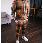 Caden - Stylish Men's Tracksuit With Checked Design And Striped Cuffs For Casual Outings 3