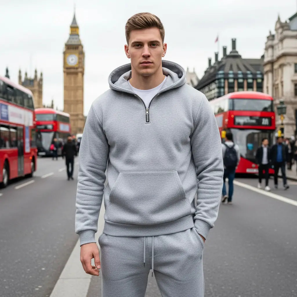 MunaWear - Tracksuits - Caden - Stylish Men's Tracksuit With Half Zipper For Casual Outdoor Activities - 