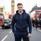 MunaWear - Tracksuits - Caden - Stylish Men's Tracksuit With Half Zipper For Casual Outdoor Activities - Navy Blue / XXL