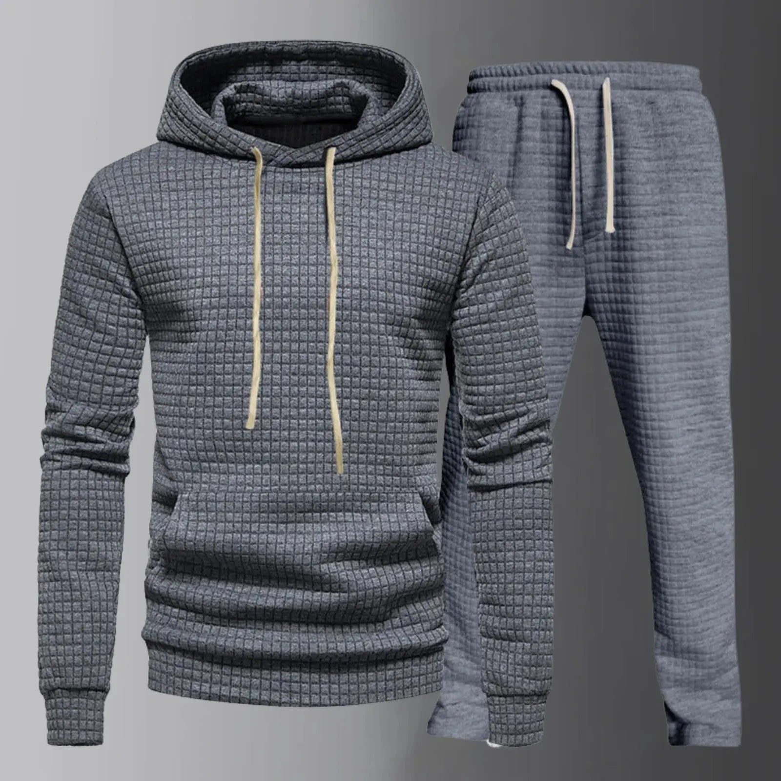 Caden - Textured Men's Loungewear Set With Hoodie For Casual Comfort 2