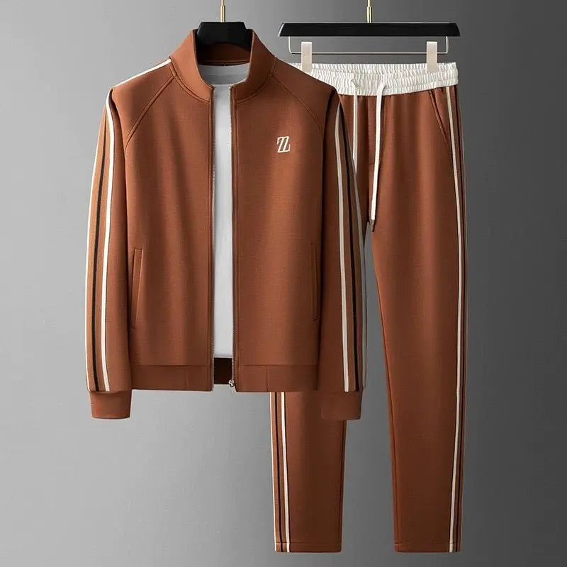 Modern Men's Tracksuit Set with Tailored Fit and Sporty Stripe Accents – Comfortable Lycra Tracksuits for Workouts and Casual Wear 2
