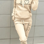 Freya - Cozy Women's Tracksuit Set With Heart Print For Casual Wear 2