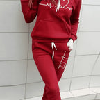 Freya - Cozy Women's Tracksuit Set With Heart Print For Casual Wear 0