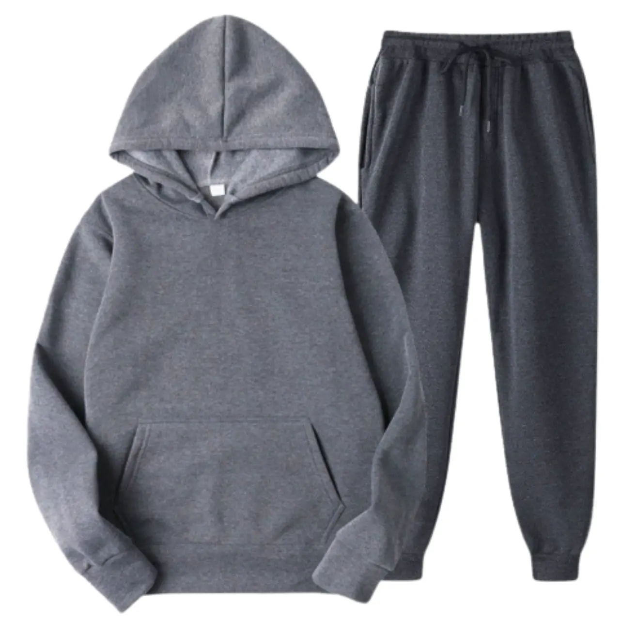MunaWear - Tracksuits - Grady – Stylish Solid Color Hoodie and Pants Set for Men - Dark Gray / 3XL