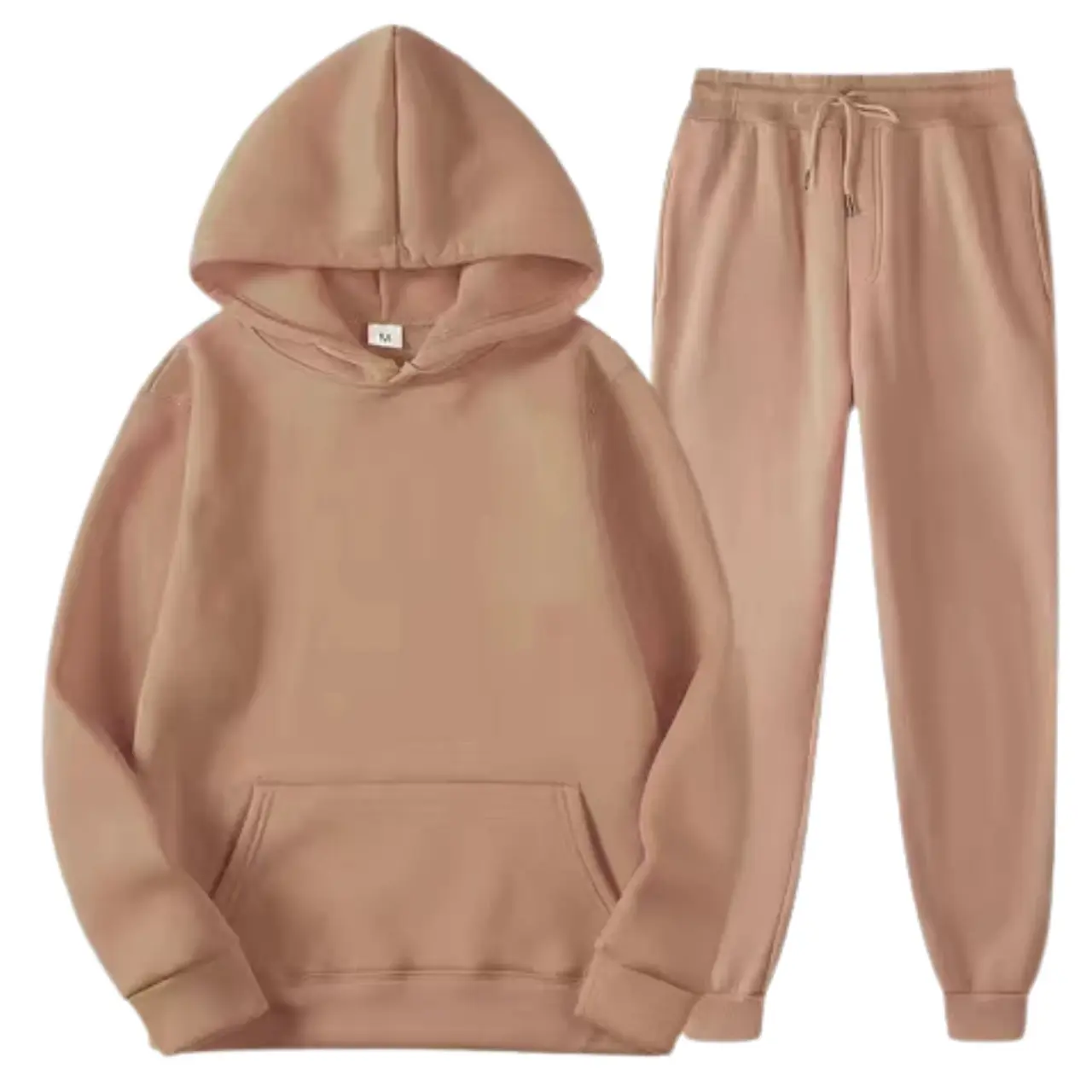 MunaWear - Tracksuits - Grady – Stylish Solid Color Hoodie and Pants Set for Men - Light Brown / 3XL