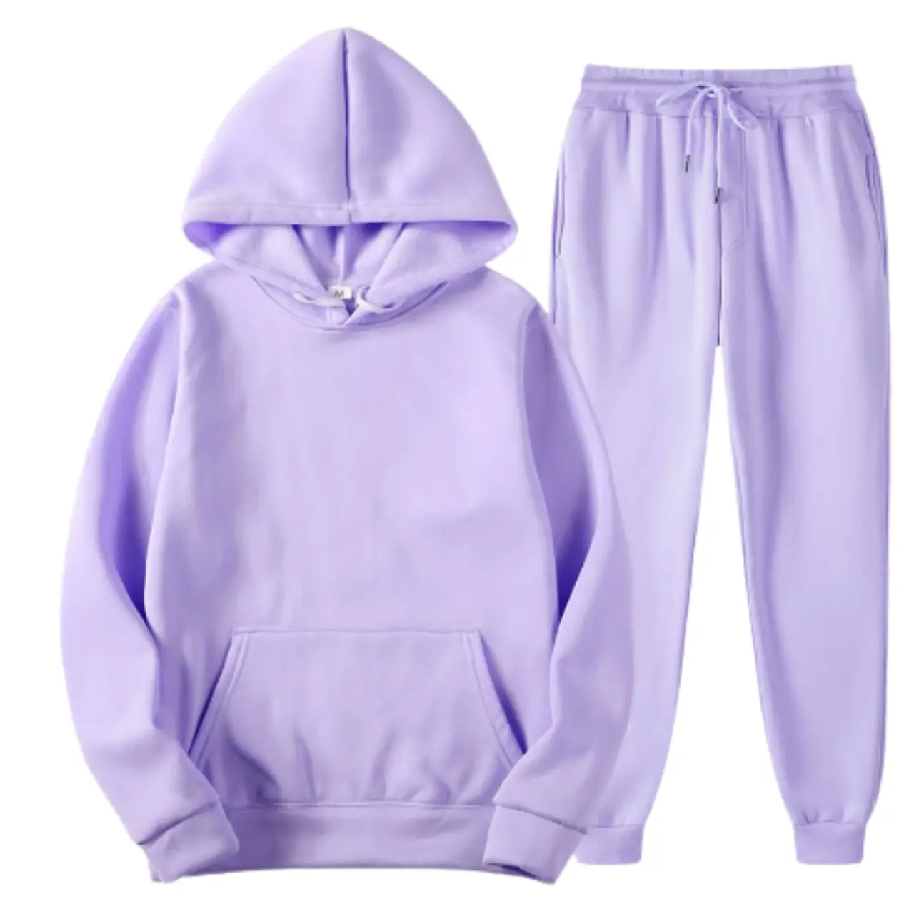 MunaWear - Tracksuits - Grady – Stylish Solid Color Hoodie and Pants Set for Men - Light Purple / 3XL