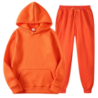 MunaWear - Tracksuits - Grady – Stylish Solid Color Hoodie and Pants Set for Men - Orange / 3XL