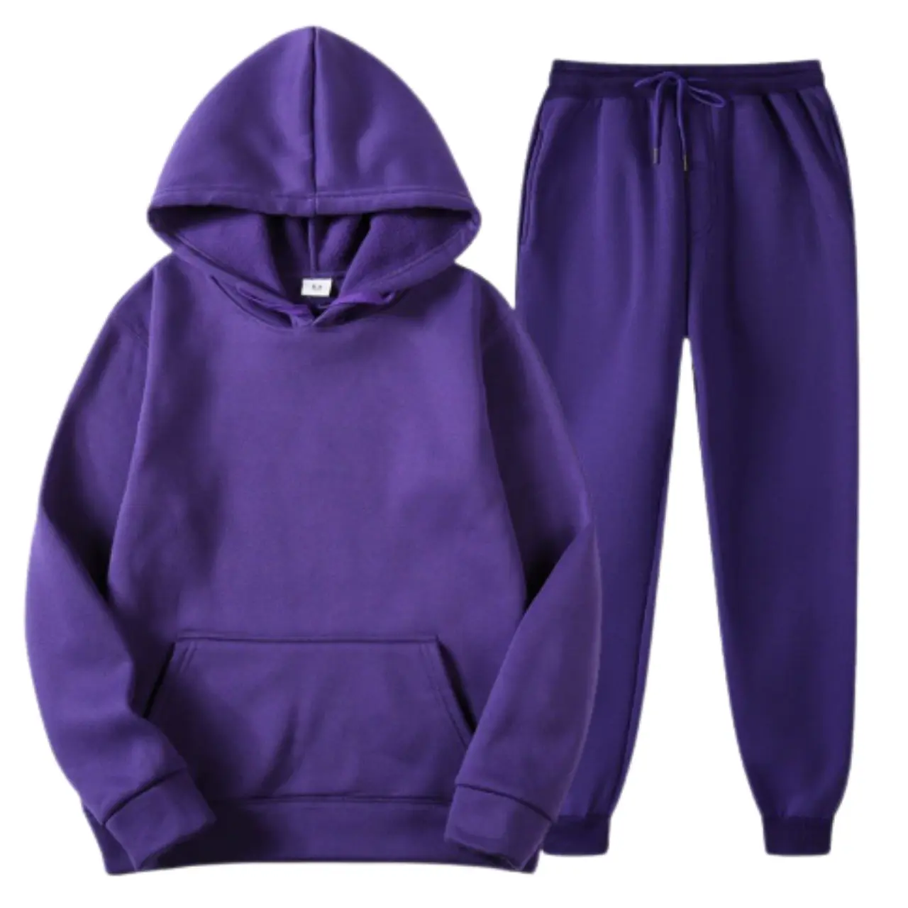 MunaWear - Tracksuits - Grady – Stylish Solid Color Hoodie and Pants Set for Men - Purple / 3XL