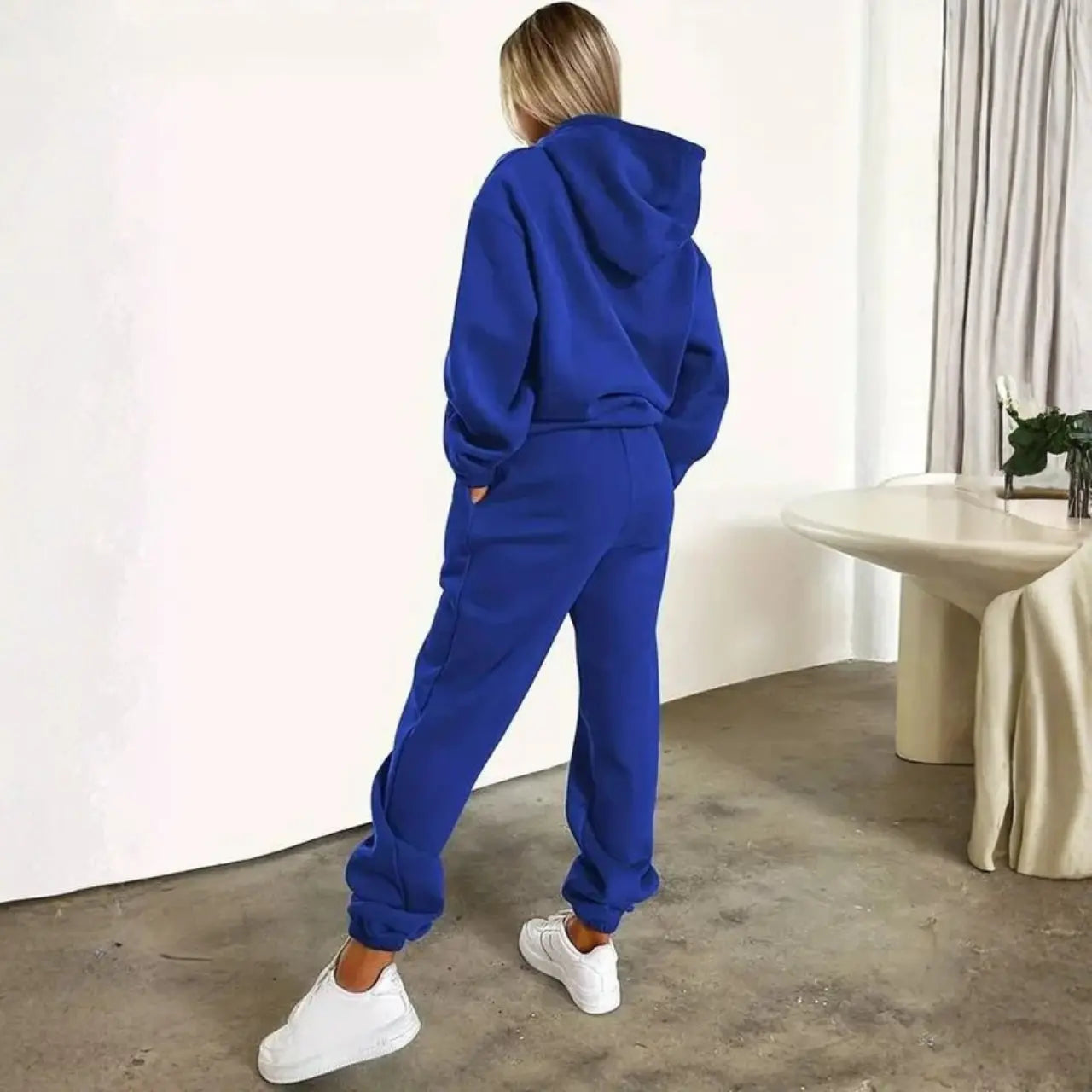 MunaWear - Tracksuits - Liora - Cozy Women's Tracksuit Set With Hoodie And Joggers For Casual Outings - Blue / 3XL