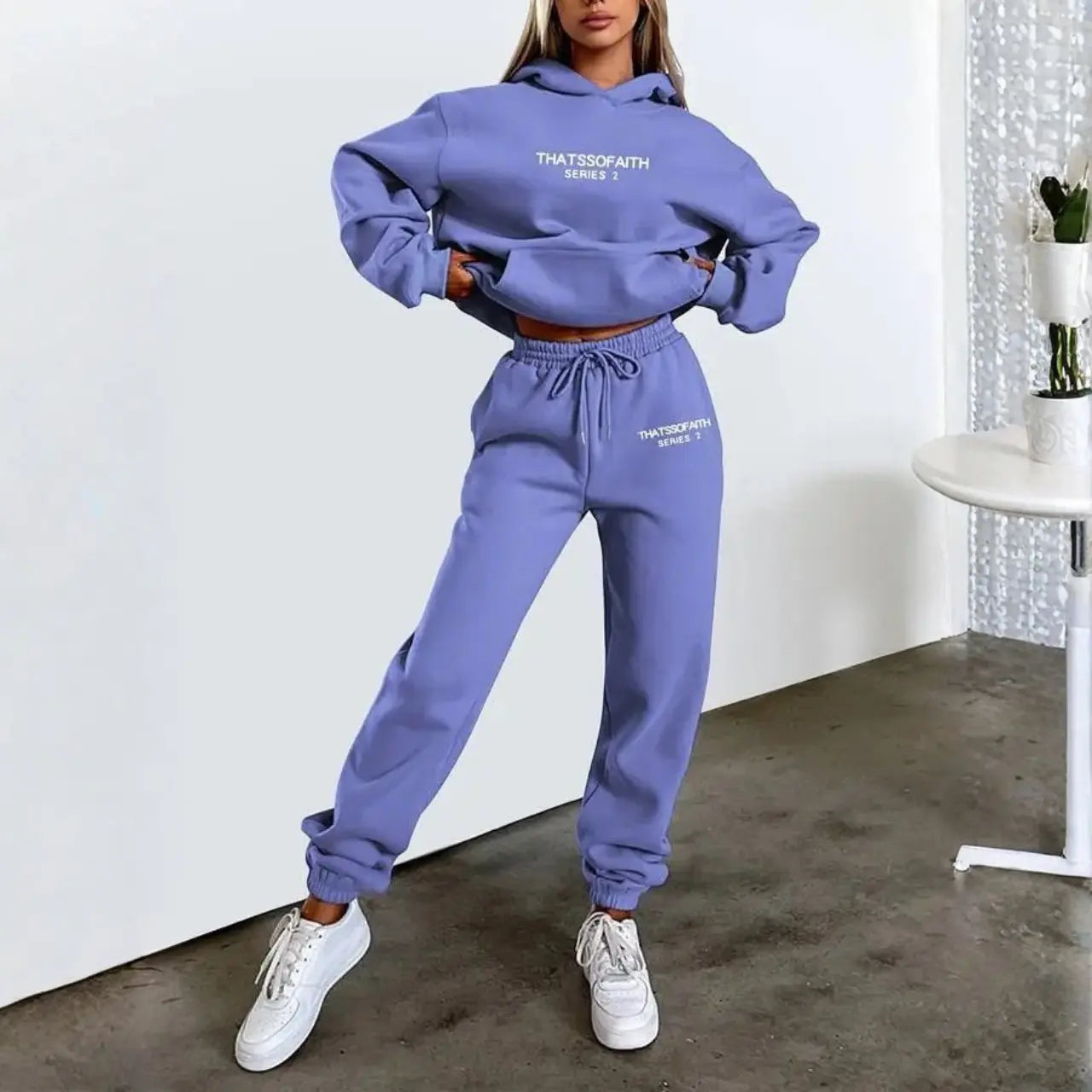 MunaWear - Tracksuits - Liora - Cozy Women's Tracksuit Set With Hoodie And Joggers For Casual Outings - Purple / 3XL