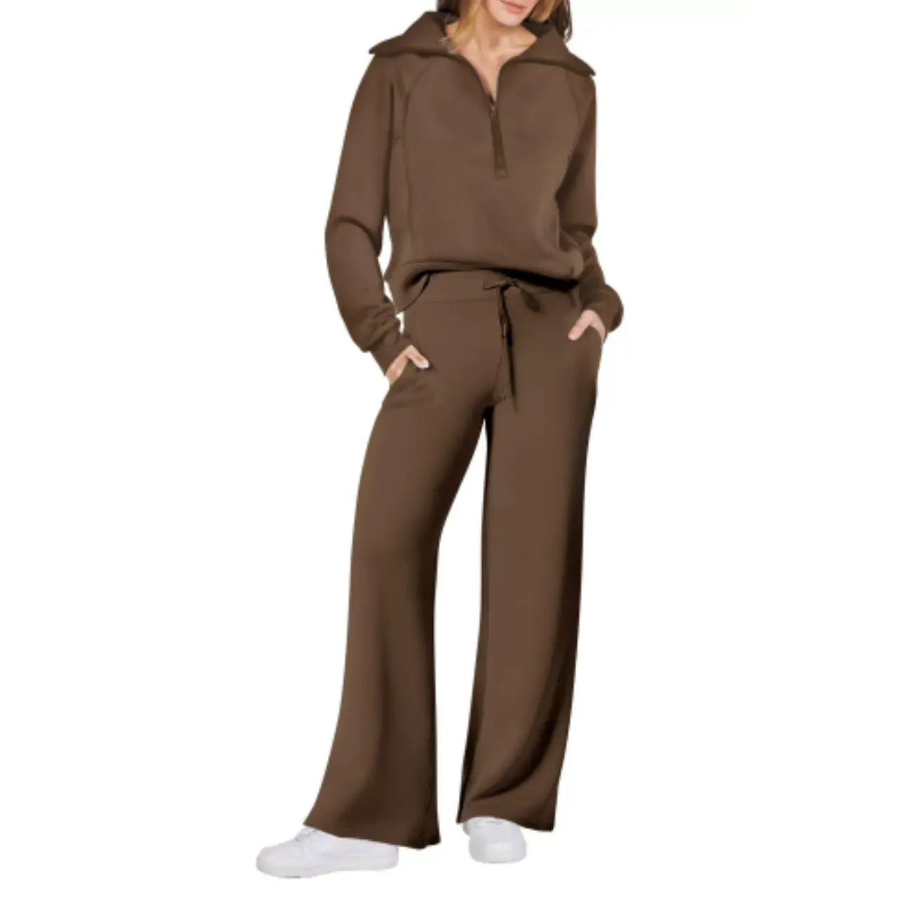 MunaWear - Tracksuits - Liora - Stylish Women's Tracksuit Set With Wide-Leg Design For Casual Outings - 