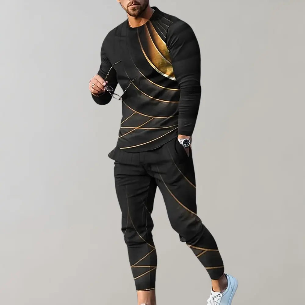 Omar – Stylish Men's Tracksuit with Gold Accents, Size S-XXL 0