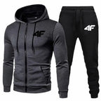 MunaWear - Tracksuits - Ridge – Mens Tracksuit Set with Printed Zipper Jacket & Jogging Sweatpants for Comfortable Casual Style - Dark Gray/Black / 3XL