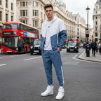 MunaWear - Tracksuits - Ryder – Sporty Men's Tracksuit Set with Windbreaker & Joggers, Lightweight & Breathable Size M-4XL - Blue / 3XL