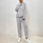MunaWear - Tracksuits - Selina - Cozy Women's Tracksuit Set With Hood For Casual Relaxation - Grey / 3XL