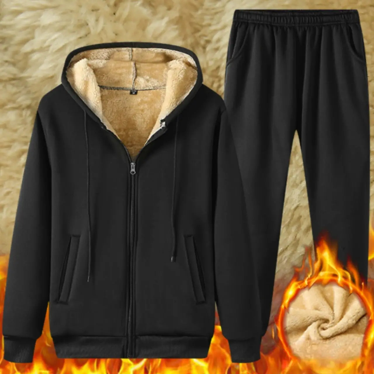 MunaWear - Tracksuits - Sven – Comfortable Sherpa Lined Men's Tracksuit with Hoodie & Joggers - 