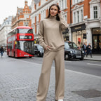 MunaWear - Tracksuits - Terrae – Cozy Knitted Turtleneck Sweater & Straight Jogging Pants Set - 