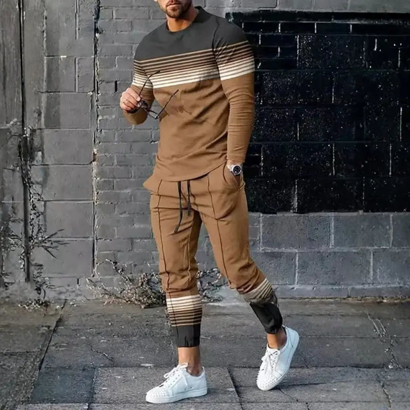 MunaWear - Tracksuits - Tristan – Retro Print Tracksuit for Men, Stylish & Comfortable Set - 