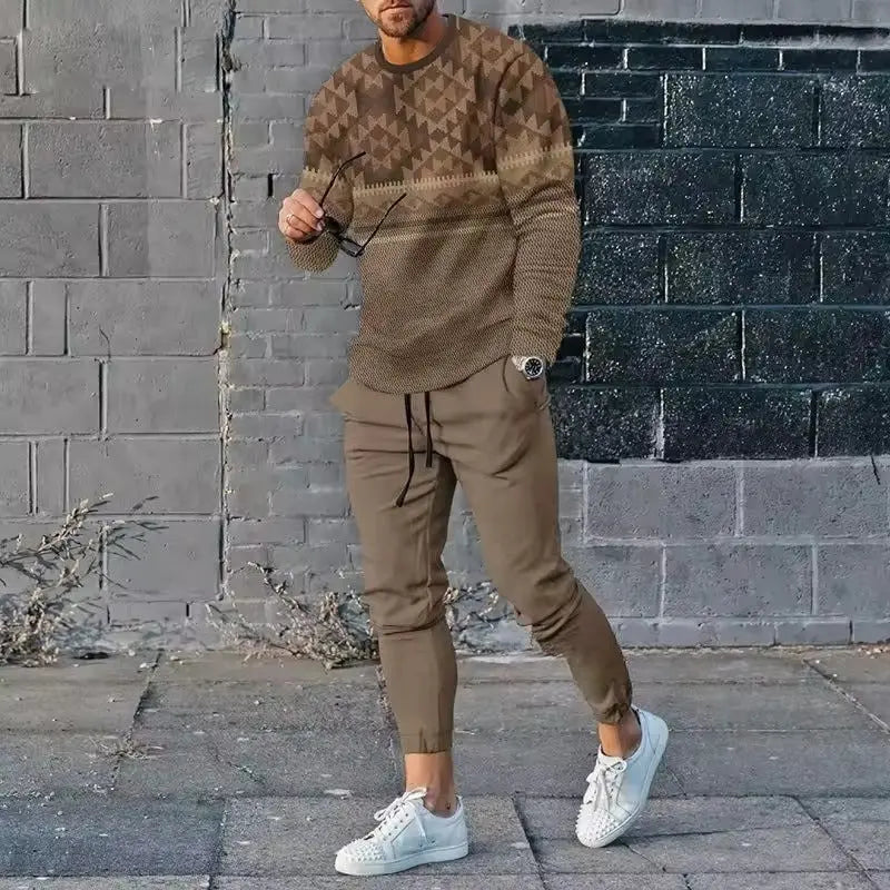 MunaWear - Tracksuits - Tristan – Retro Print Tracksuit for Men, Stylish & Comfortable Set - 