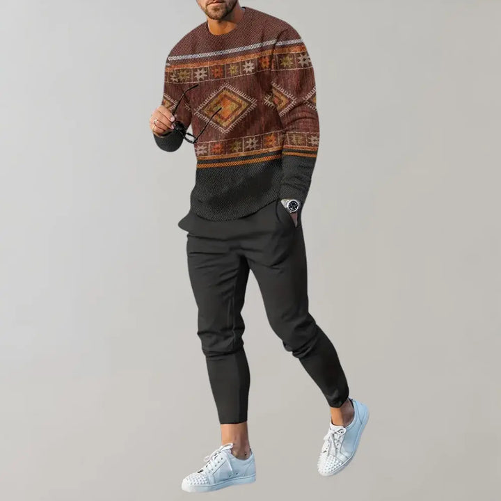 Tristan – Retro Print Tracksuit for Men, Stylish & Comfortable Set, Size XS-L 0