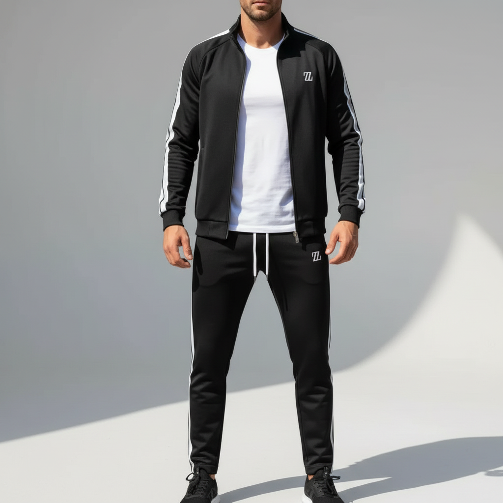 MunaWear - Tracksuits - Trivor – Modern Men's Tracksuit Set With Tailored Fit And Sporty Stripe Accents For Workouts And Casual Wear - 