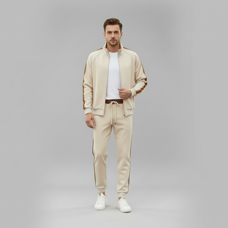 MunaWear - Tracksuits - Trivor – Modern Men's Tracksuit Set With Tailored Fit And Sporty Stripe Accents For Workouts And Casual Wear - 