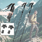 MunaWear - Trekking Poles - Terra – Ultralight Folding Trekking Poles with Ergonomic Grip & Adjustable Height - Black / Short Handle