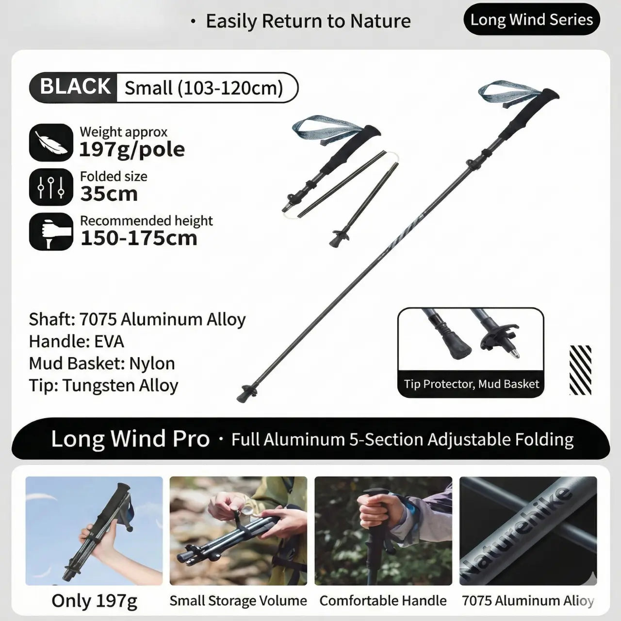 MunaWear - Trekking & Hiking Poles - PeakPulse – Ultralight Carbon Fiber Folding Hiking Poles for Trekking & Climbing - 