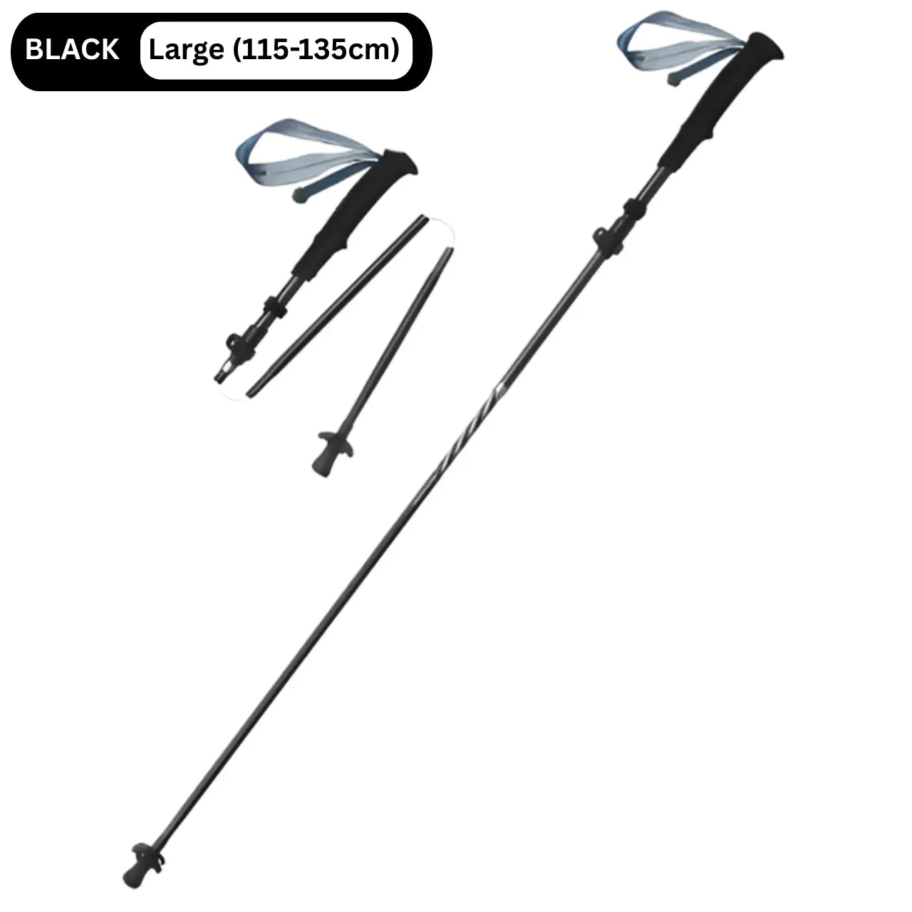 MunaWear - Trekking & Hiking Poles - PeakPulse – Ultralight Carbon Fiber Folding Hiking Poles for Trekking & Climbing - Gray / Large (115-135cm)