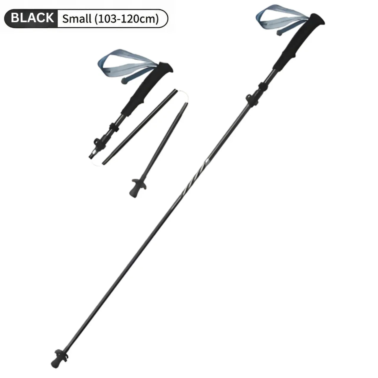 MunaWear - Trekking & Hiking Poles - PeakPulse – Ultralight Carbon Fiber Folding Hiking Poles for Trekking & Climbing - Gray / Small (103-120cm)