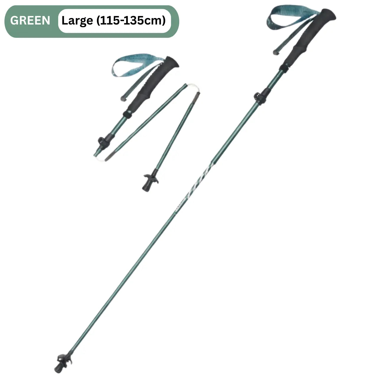 MunaWear - Trekking & Hiking Poles - PeakPulse – Ultralight Carbon Fiber Folding Hiking Poles for Trekking & Climbing - Green / Large (115-135cm)