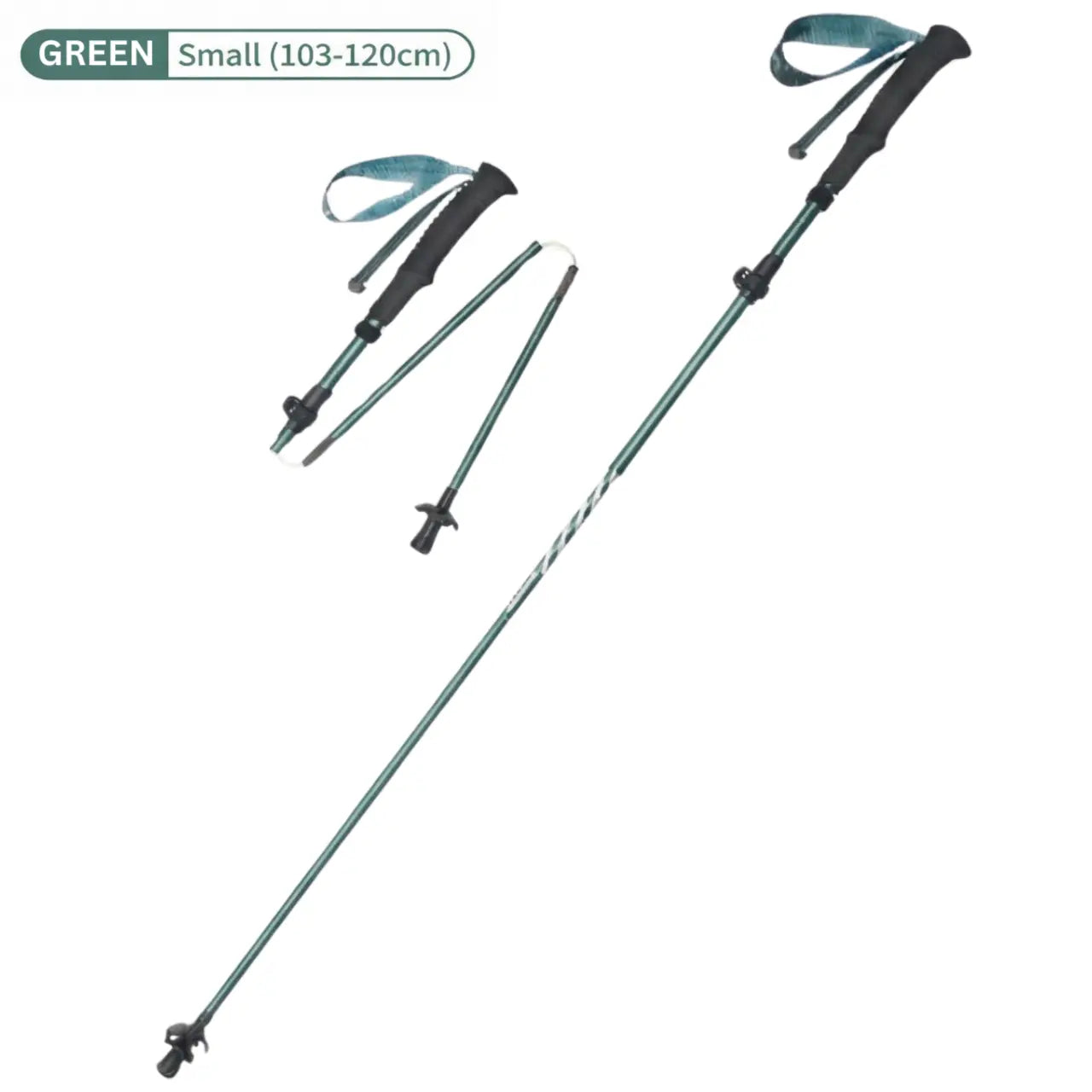 MunaWear - Trekking & Hiking Poles - PeakPulse – Ultralight Carbon Fiber Folding Hiking Poles for Trekking & Climbing - Green / Small (103-120cm)