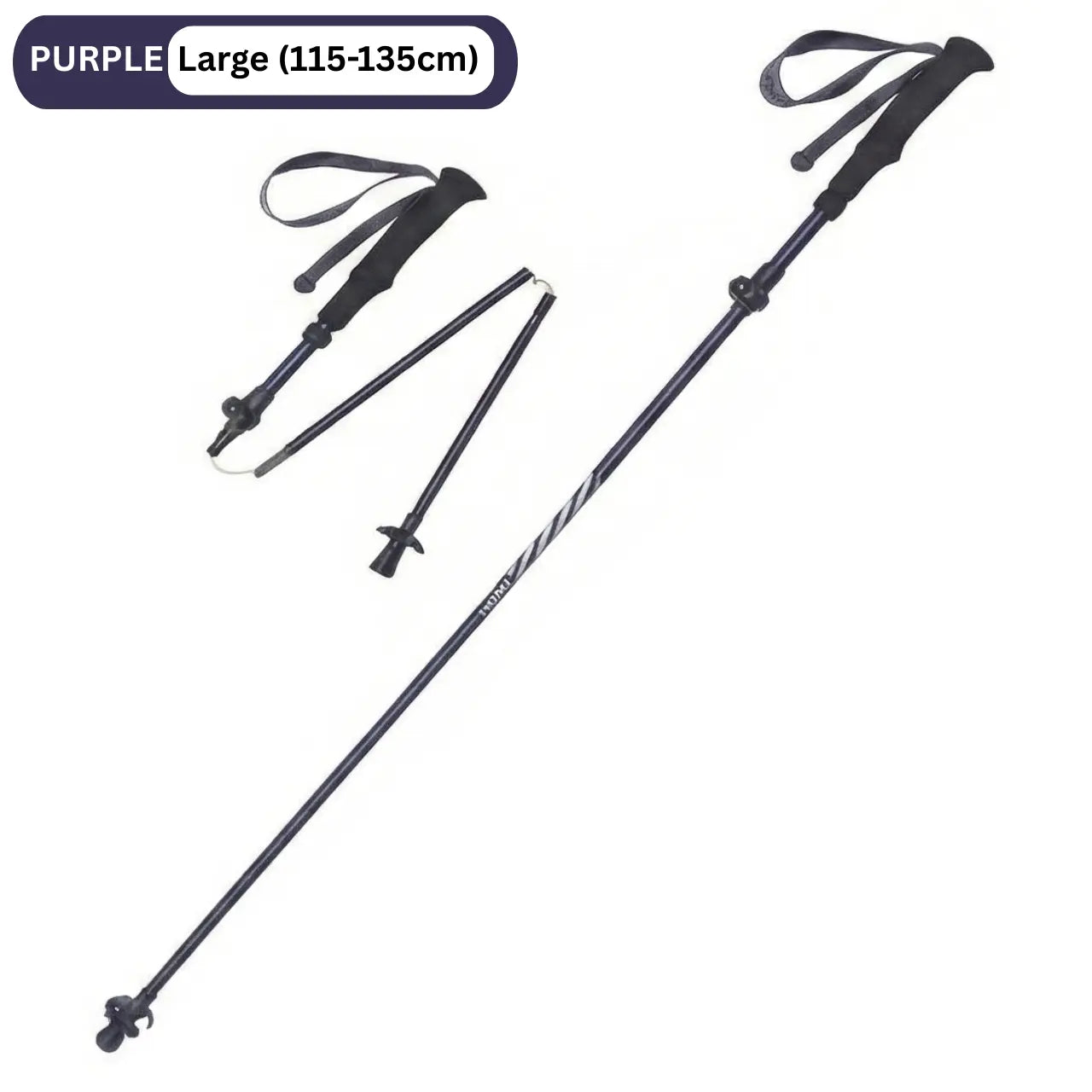 MunaWear - Trekking & Hiking Poles - PeakPulse – Ultralight Carbon Fiber Folding Hiking Poles for Trekking & Climbing - Purple / Large (115-135cm)