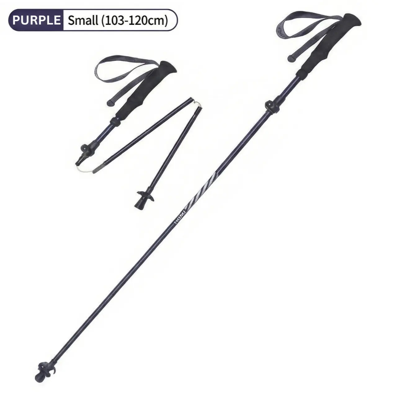 MunaWear - Trekking & Hiking Poles - PeakPulse – Ultralight Carbon Fiber Folding Hiking Poles for Trekking & Climbing - Purple / Small (103-120cm)