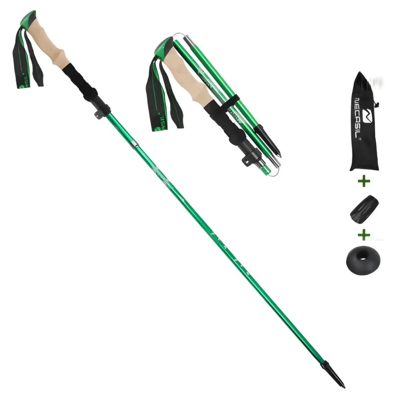 MunaWear - Trekking & Hiking Poles - ZenithPath – Ultralight Adjustable Trekking Poles with Quick Lock System for Hiking & Walking - Green