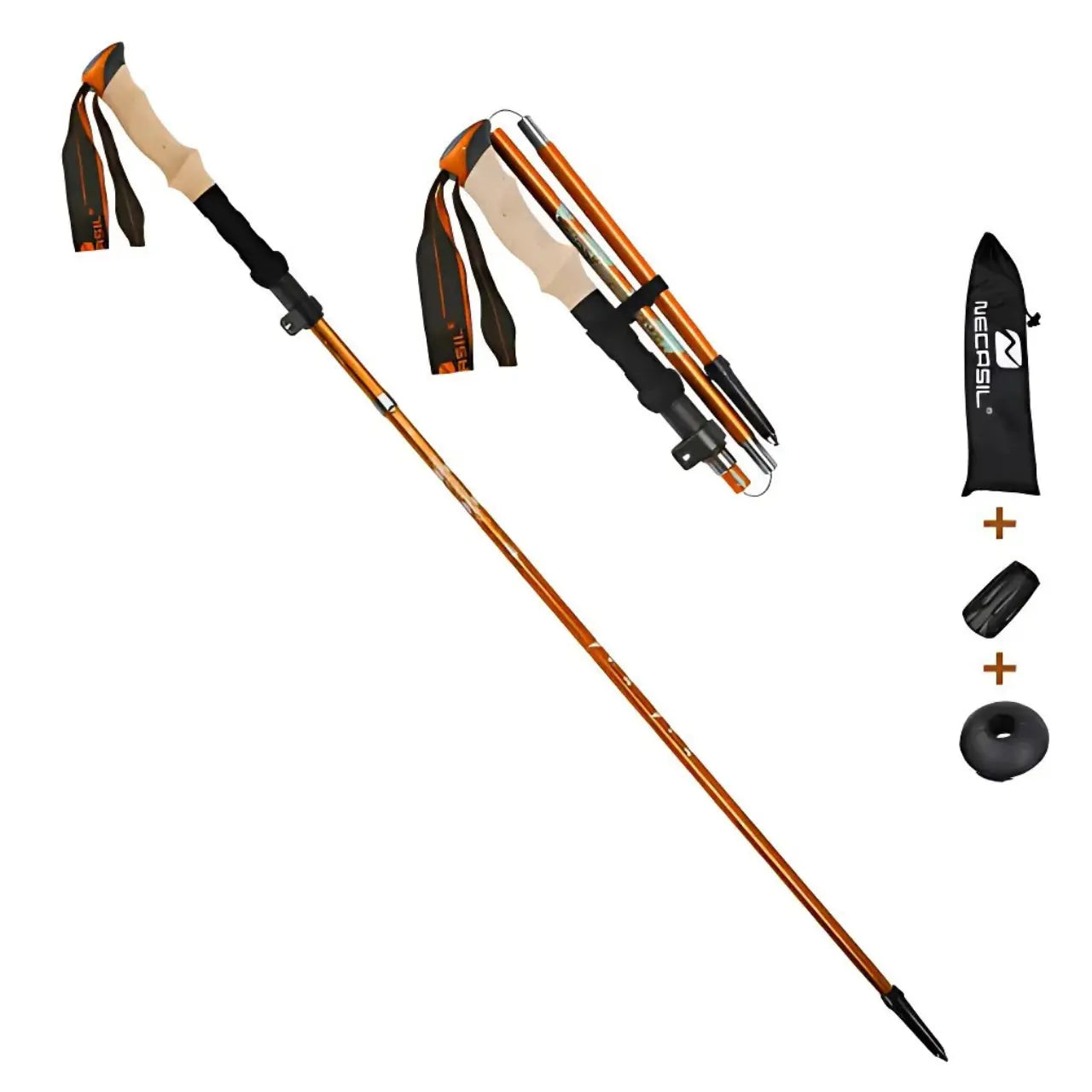 MunaWear - Trekking & Hiking Poles - ZenithPath – Ultralight Adjustable Trekking Poles with Quick Lock System for Hiking & Walking - Orange