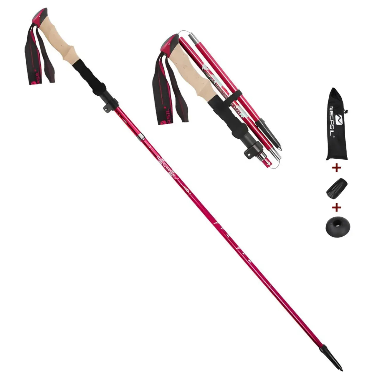 MunaWear - Trekking & Hiking Poles - ZenithPath – Ultralight Adjustable Trekking Poles with Quick Lock System for Hiking & Walking - Pink