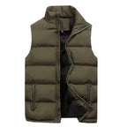 MunaWear - Vests - Ethan – Waterproof Sleeveless Winter Vest Jacket with Stand-Up Collar for Casual Layering - Army Green / 6XL