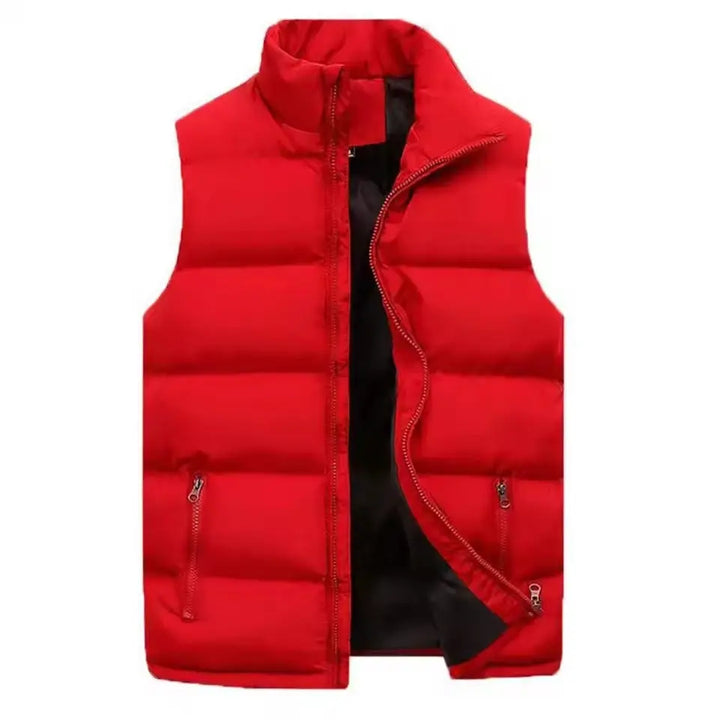 MunaWear - Vests - Ethan – Waterproof Sleeveless Winter Vest Jacket with Stand-Up Collar for Casual Layering - Red / 6XL