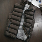 MunaWear - Vests - Ethan – Windproof Sleeveless Winter Vest for Men, Lightweight Cotton Waistcoat - Dark Brown / 5XL