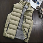 MunaWear - Vests - Ethan – Windproof Sleeveless Winter Vest for Men, Lightweight Cotton Waistcoat - Khaki / 5XL