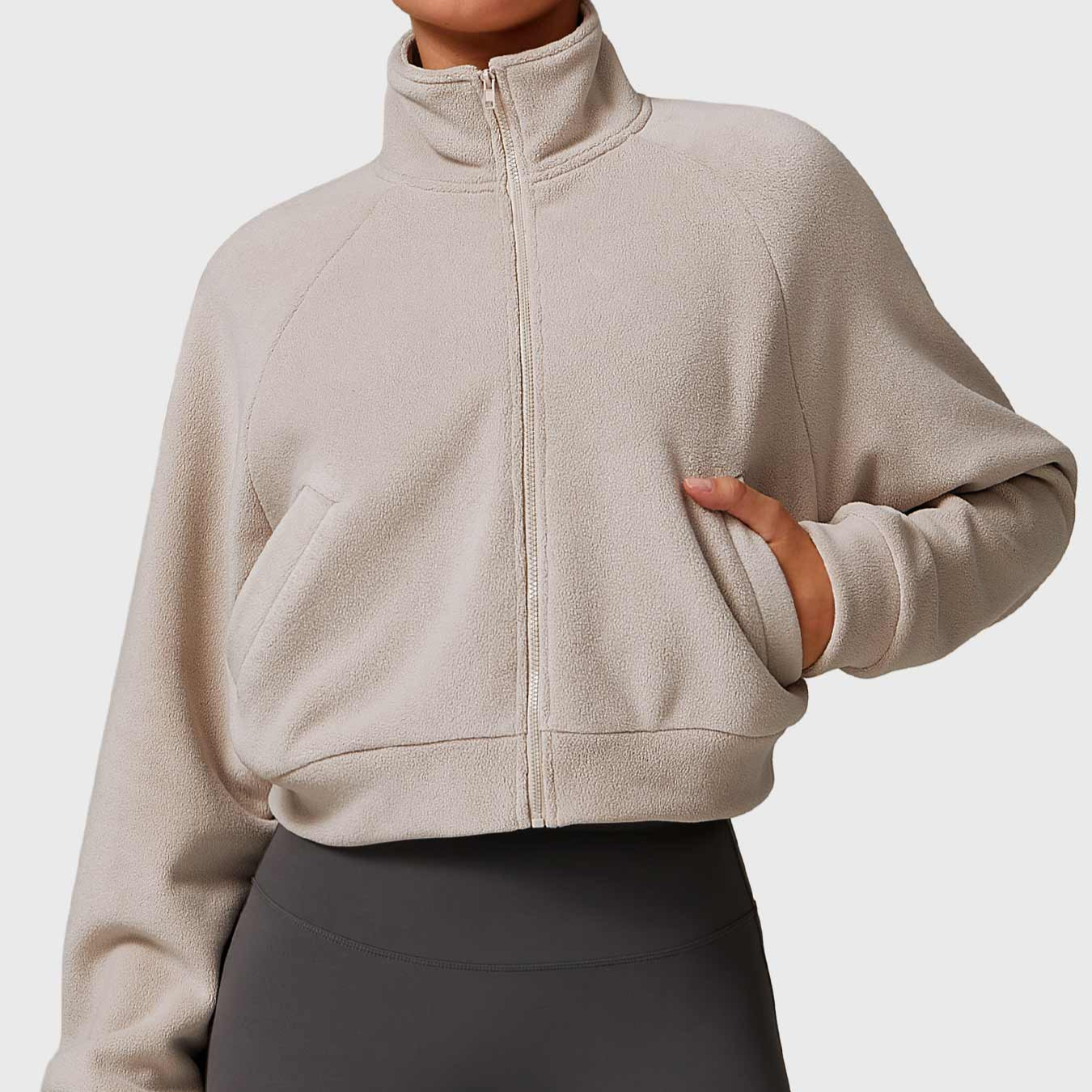 MunaWear  Vests  Mia – Cropped Gilet with High Collar, Zipper Closure, and Side Pockets in Soft Polar Fleece 