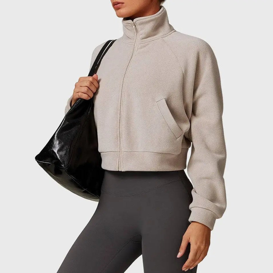 MunaWear  Vests  Mia – Cropped Gilet with High Collar, Zipper Closure, and Side Pockets in Soft Polar Fleece 