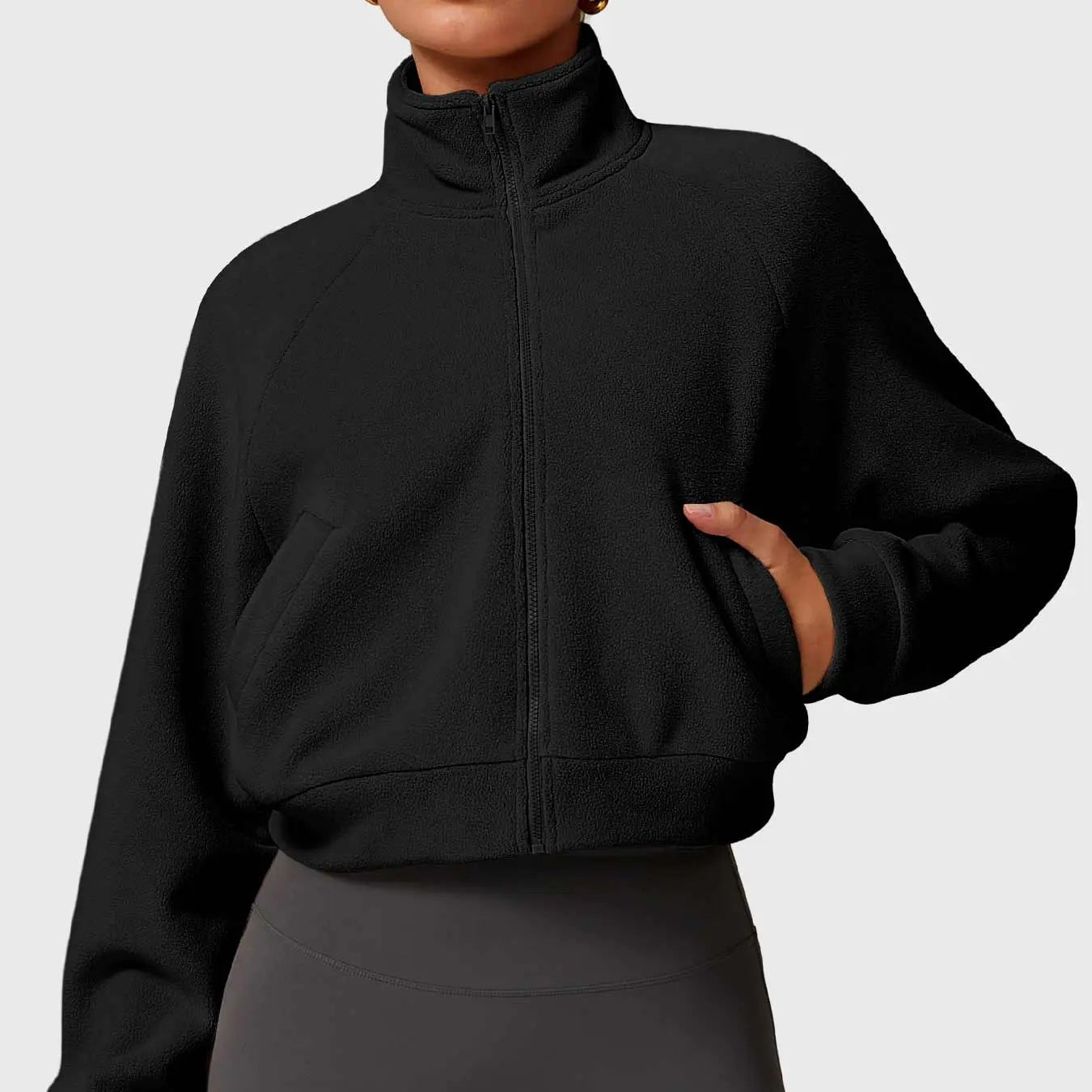 MunaWear  Vests  Mia – Cropped Gilet with High Collar, Zipper Closure, and Side Pockets in Soft Polar Fleece 