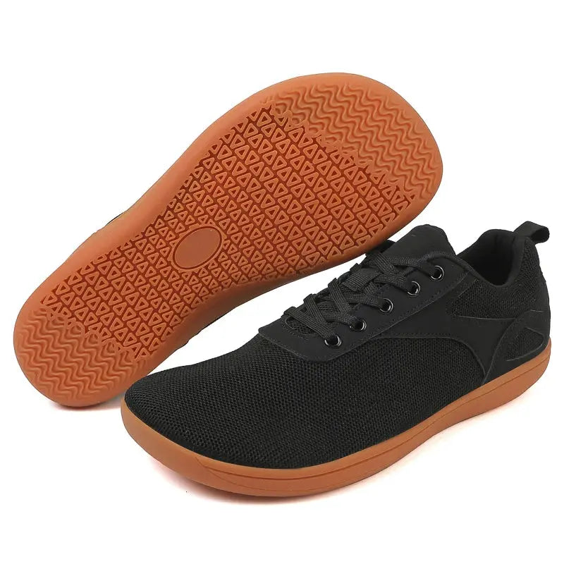 MunaWear  Walking Shoes  Liam – Men's Trainers Minimalist Barefoot Walking Shoes with Breathable Mesh Upper and Wide Toe Box Design  black-46