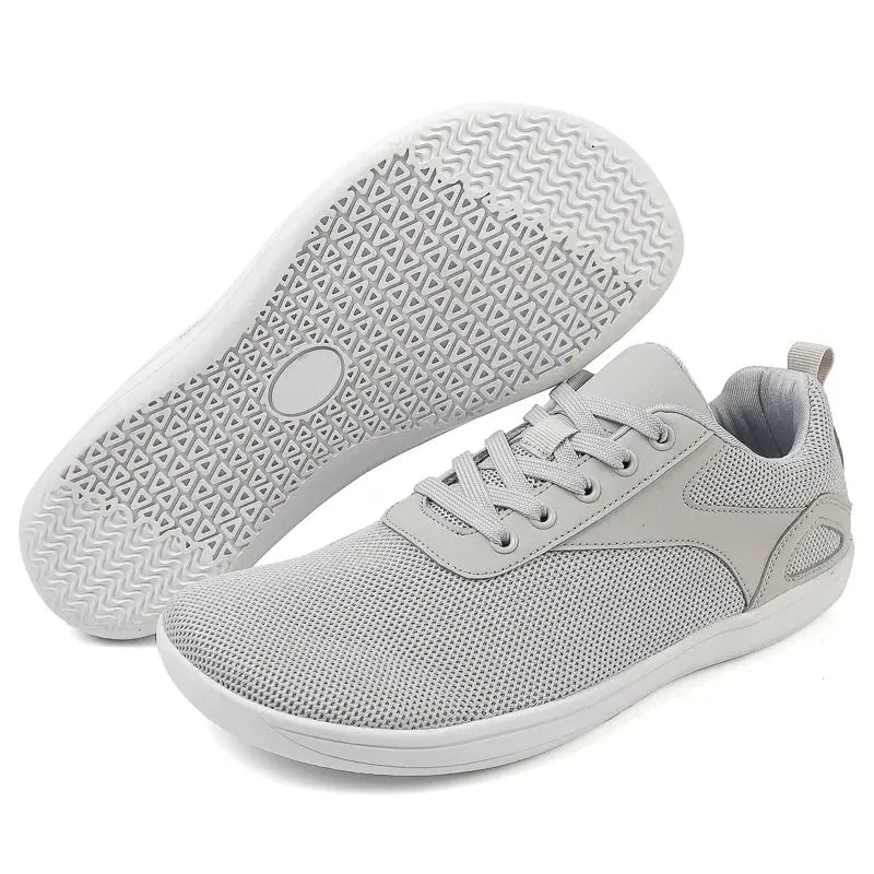 MunaWear  Walking Shoes  Liam – Men's Trainers Minimalist Barefoot Walking Shoes with Breathable Mesh Upper and Wide Toe Box Design  gray-44