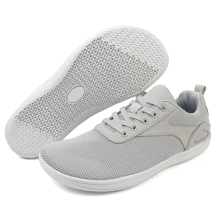 MunaWear  Walking Shoes  Liam – Men's Trainers Minimalist Barefoot Walking Shoes with Breathable Mesh Upper and Wide Toe Box Design  gray-44