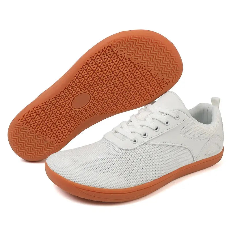 MunaWear  Walking Shoes  Liam – Men's Trainers Minimalist Barefoot Walking Shoes with Breathable Mesh Upper and Wide Toe Box Design  white-41