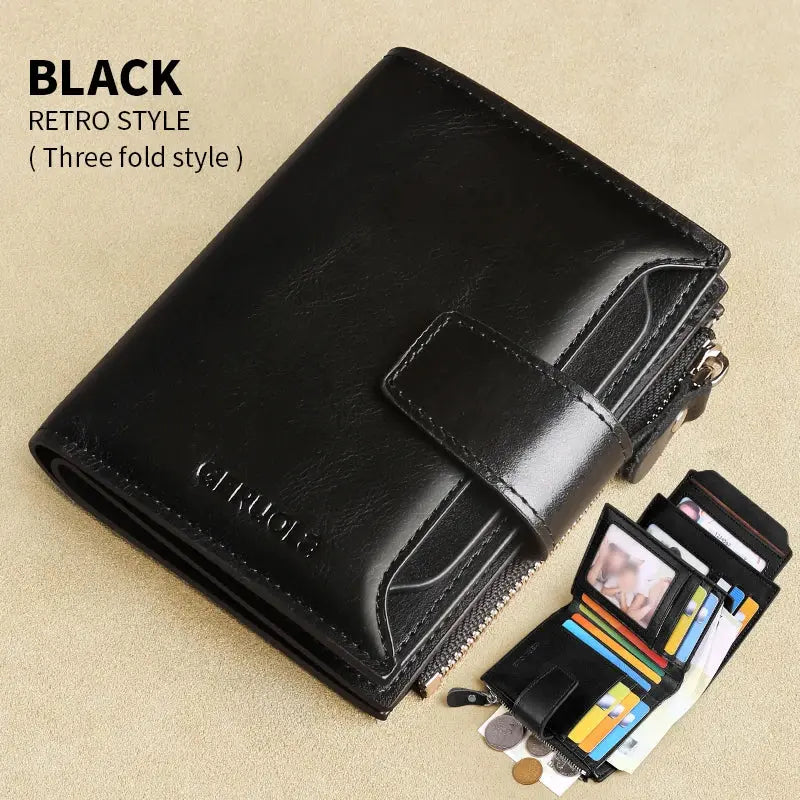Caden - Vintage Men's Leather Wallet With RFID Protection For Everyday Use 19