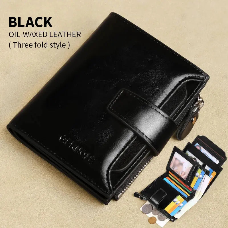 Caden - Vintage Men's Leather Wallet With RFID Protection For Everyday Use 14